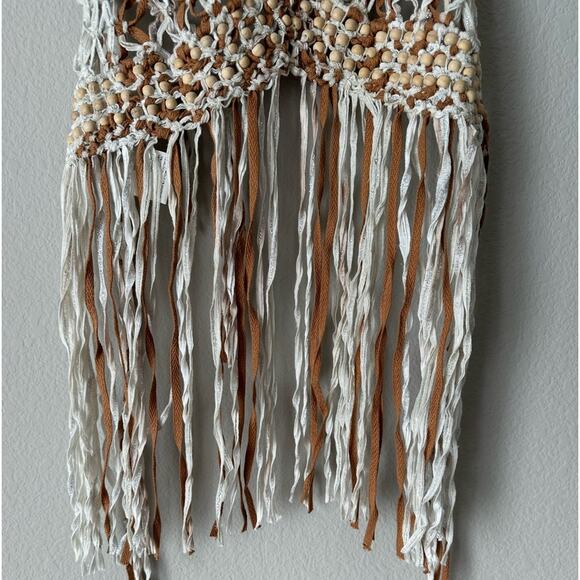 FREE PEOPLE Festival Macrame Metallic Beaded Halter Tank Top Cover Up Size Small - Picture 7 of 7